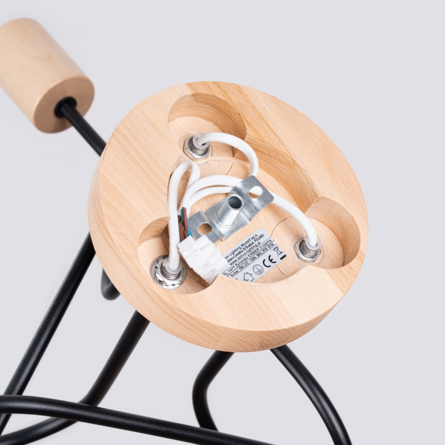 Żyrandol natynkowy EMBER 3xE27/15W/230V czarny/beżowy/buk