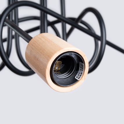 Żyrandol natynkowy EMBER 5xE27/15W/230V czarny/beżowy/buk