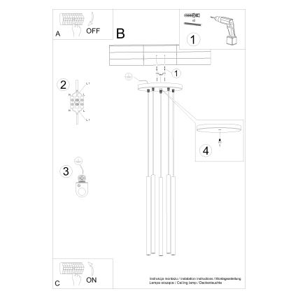 Żyrandol na lince PASTELO 5xG9/8W/230V kremowy
