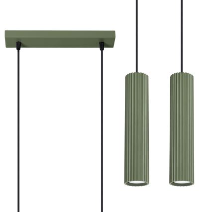 Żyrandol na lince KARBON 2xGU10/10W/230V zielony