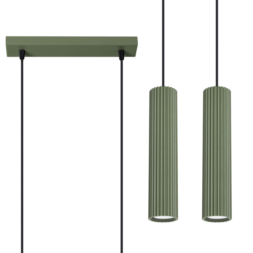 Żyrandol na lince KARBON 2xGU10/10W/230V zielony
