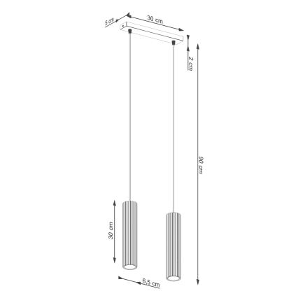 Żyrandol na lince KARBON 2xGU10/10W/230V zielony
