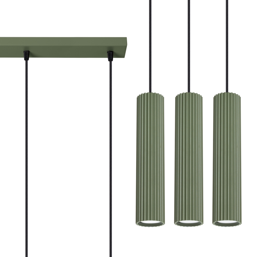 Żyrandol na lince KARBON 3xGU10/10W/230V zielony