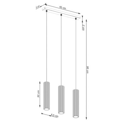 Żyrandol na lince KARBON 3xGU10/10W/230V czerwony