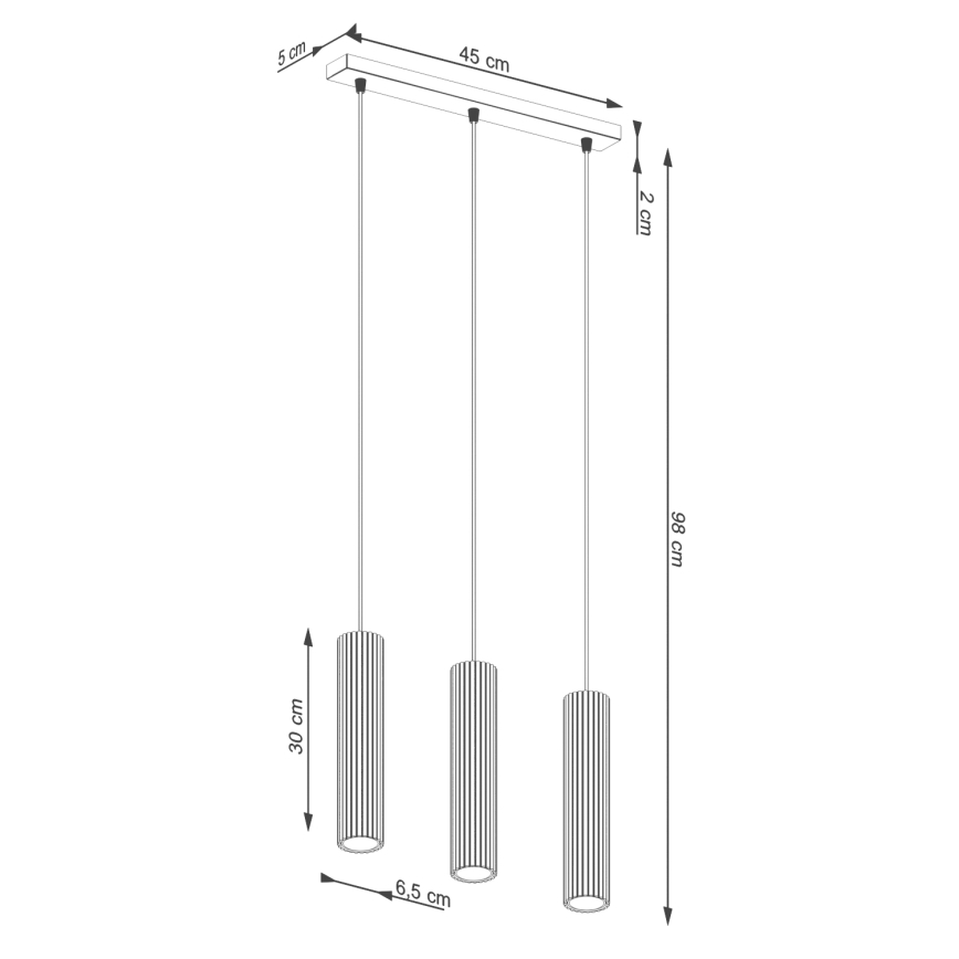 Żyrandol na lince KARBON 3xGU10/10W/230V czerwony