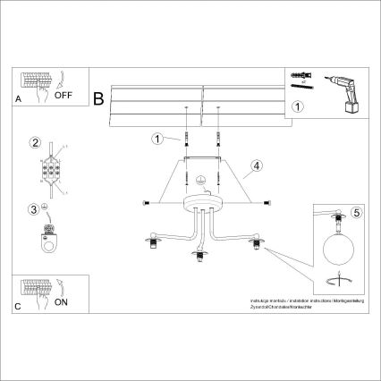 Żyrandol na drążku ASTRAL 3xG9/8W/230V czarny