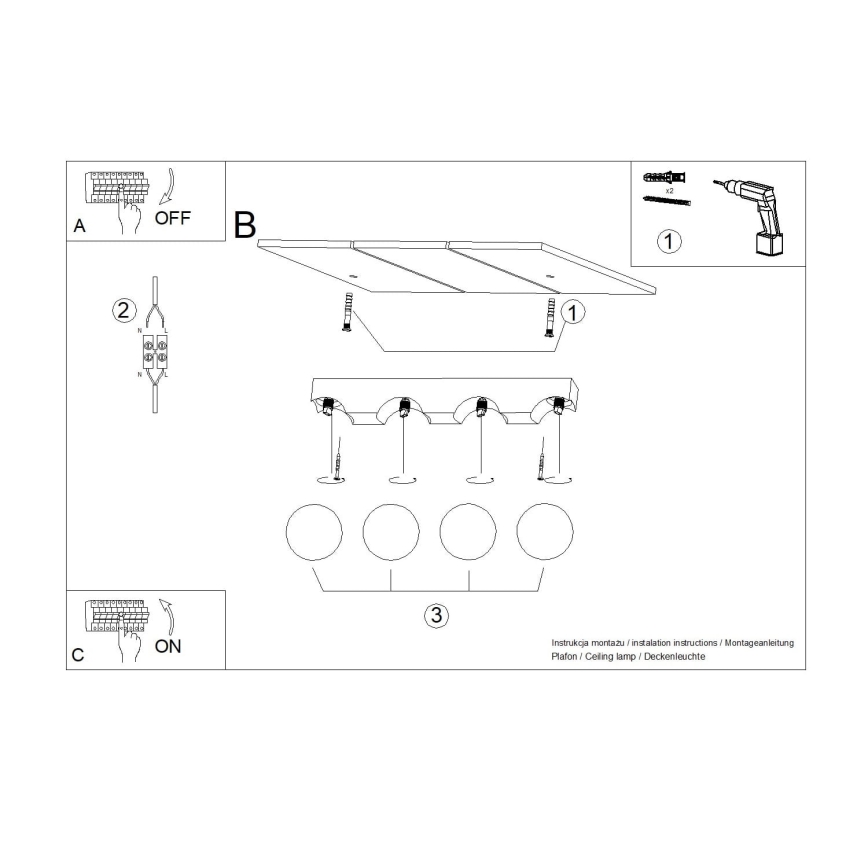 Lampa sufitowa BULBO 4xG9/8W/230V buk/biała