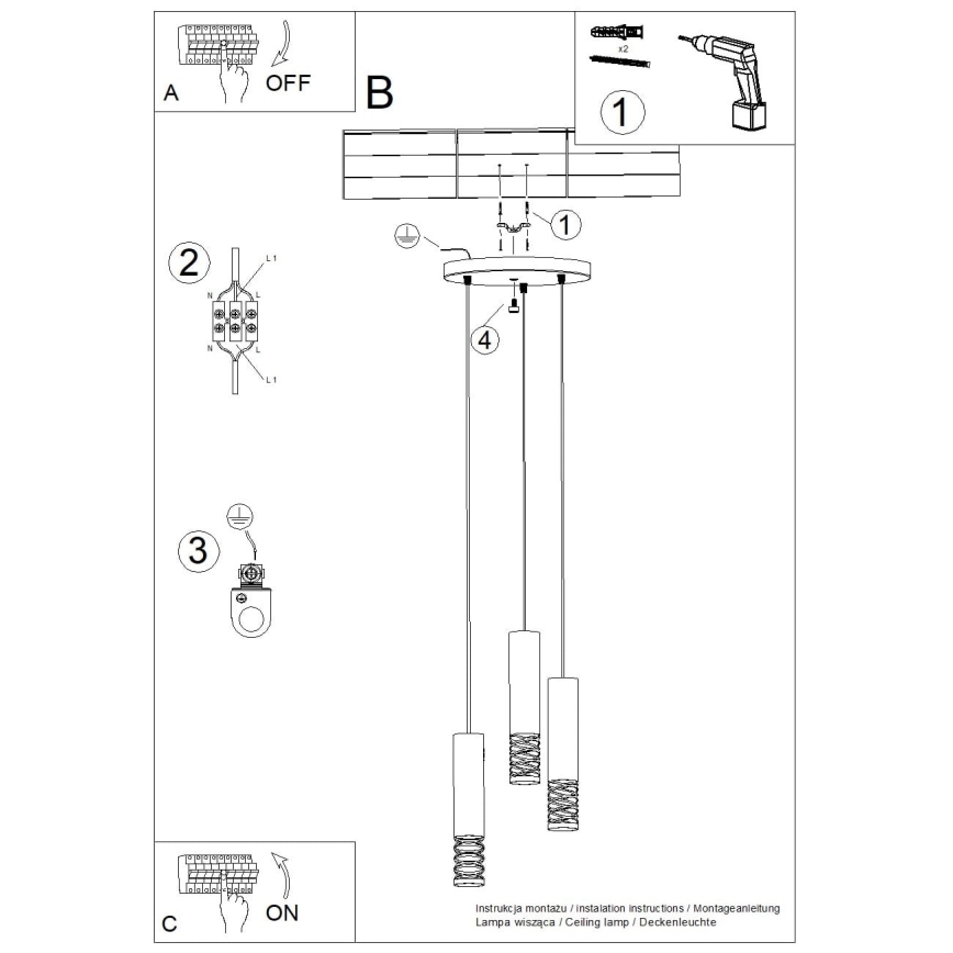 Żyrandol na lince LAMI 3xGU10/10W/230V biały