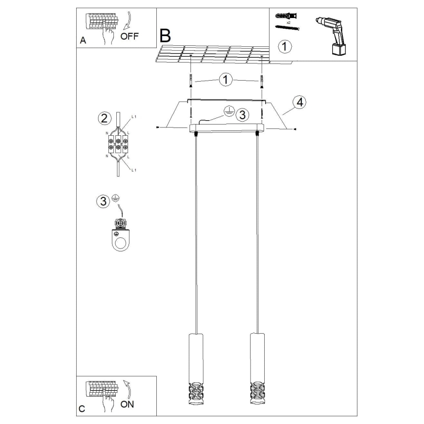 Żyrandol na lince LIRO 2xGU10/10W/230V biały