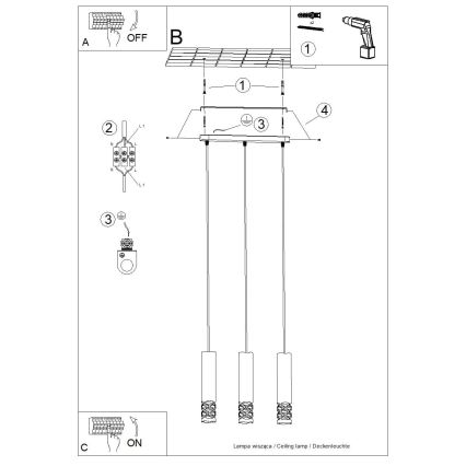 Żyrandol na lince LIRO 3xGU10/10W/230V biały