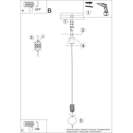 Żyrandol na lince HALO 1xG9/8W/230V śr. 12 cm czarny