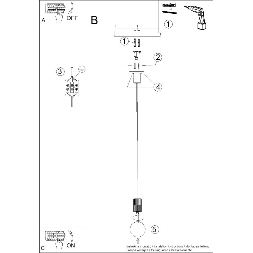 Żyrandol na lince HALO 1xG9/8W/230V śr. 12 cm czarny