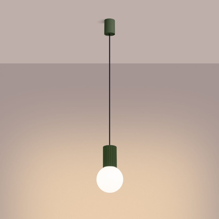 Żyrandol na lince HALO 1xG9/8W/230V śr. 12 cm zielony