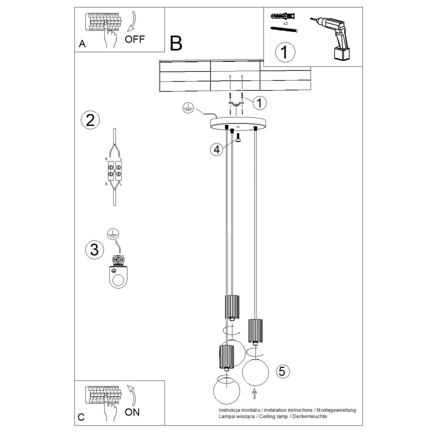 Żyrandol na lince HALO 3xG9/8W/230V śr. 25 cm zielony