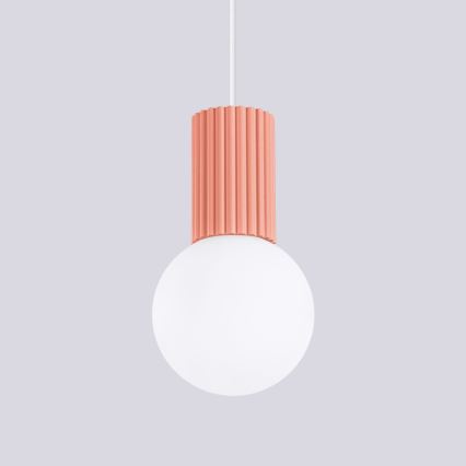 Żyrandol na lince HALO 1xG9/8W/230V śr. 12 cm różowy