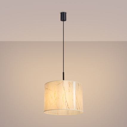 Lampa wisząca na przewodzie NEVIA 1xE27/15W/230V śr. 40 cm beżowa/dekor marmuru