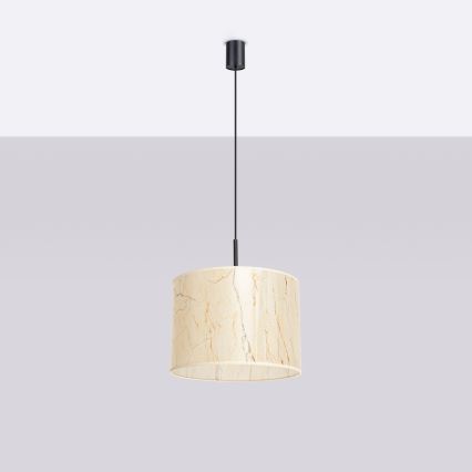 Lampa wisząca na przewodzie NEVIA 1xE27/15W/230V śr. 40 cm beżowa/dekor marmuru