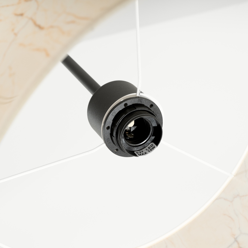 Lampa wisząca na przewodzie NEVIA 1xE27/15W/230V śr. 40 cm beżowa/dekor marmuru