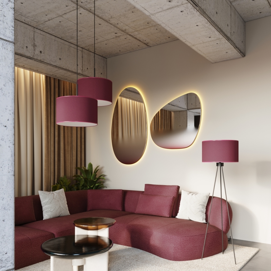 Lampa wisząca na lince NEVIA 1x E27/15W/230V, śr. 40 cm, czerwona