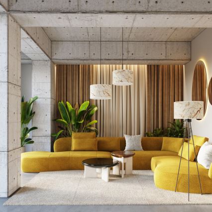 Lampa stojąca NEVIA 1xE27/15W/230V beżowa/dekor marmuru