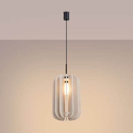 Lampa wisząca na przewodzie MULA 1xE27/15W/230V śr. 27 cm kremowa