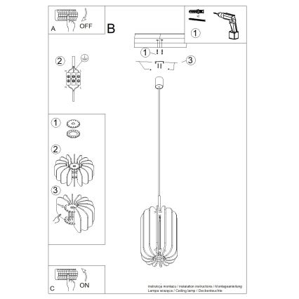 Lampa wisząca na przewodzie MULA 1xE27/15W/230V śr. 27 cm kremowa