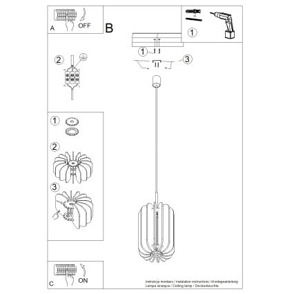 Lampa wisząca na lince MULA 1xE27/15W/230V śr. 27 cm żółta