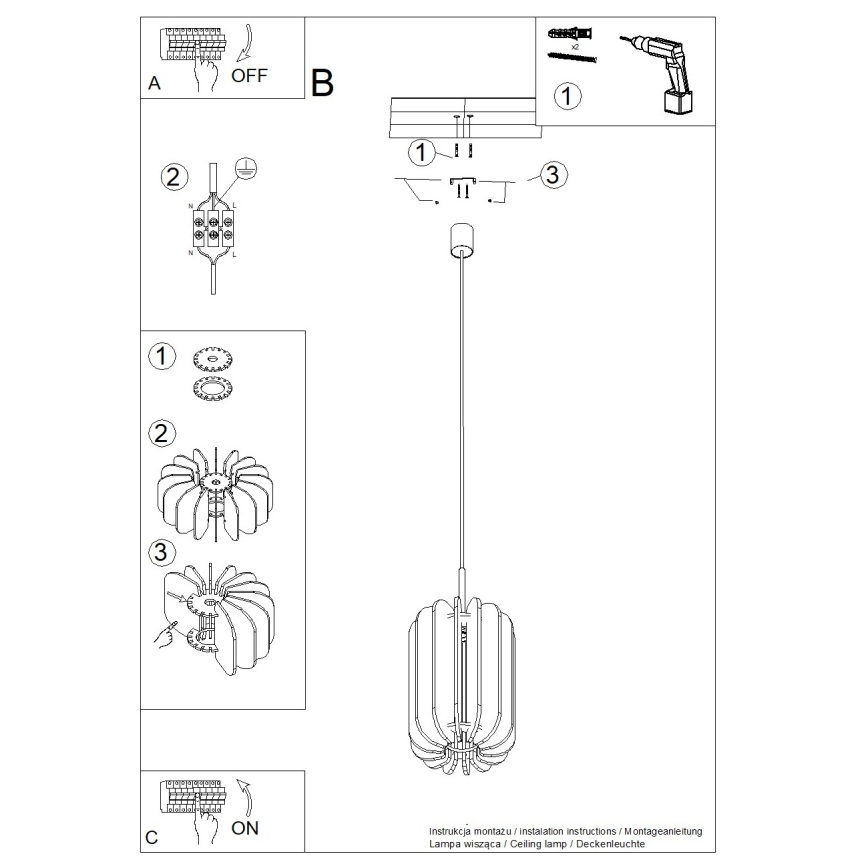Lampa wisząca na lince MULA 1xE27/15W/230V śr. 27 cm żółta