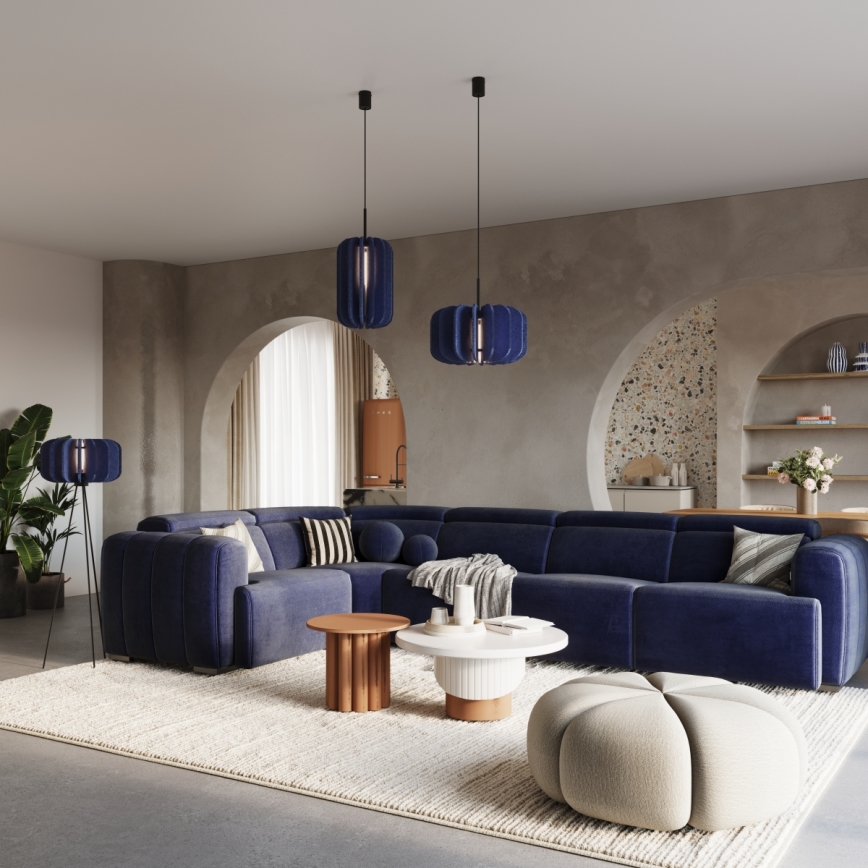 Żyrandol na przewodzie MULA 1xE27/15W/230V śr. 27 cm niebieski