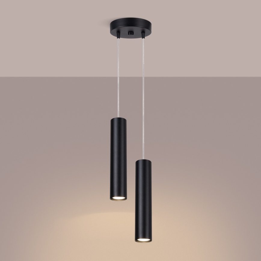 Lampa wisząca na lince LAGOS 2xGU10/10W/230V czarna