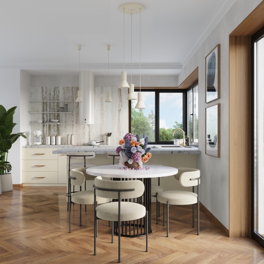 Lampa wisząca na lince ESTRIA 1xE14/10W/230V Ø 14 cm kremowa