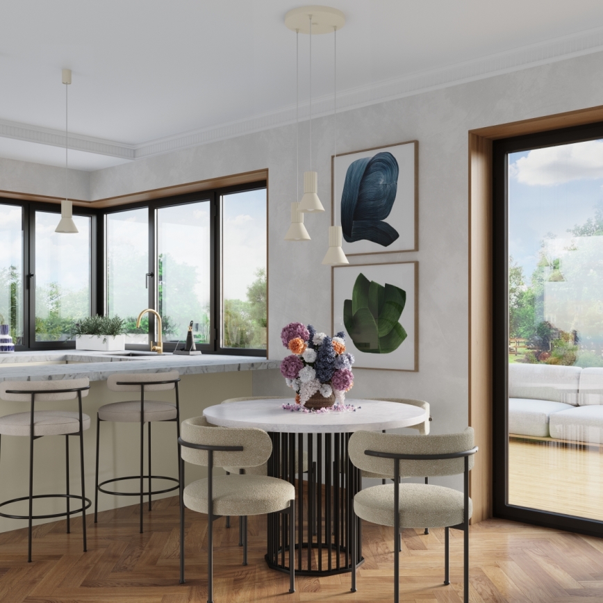 Lampa wisząca na lince ESTRIA 1xE14/10W/230V Ø 14 cm kremowa