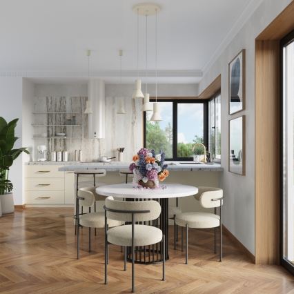 Žyrandol na przewodzie ESTRIA 3xE14/10W/230V śr. 30 cm kremowy