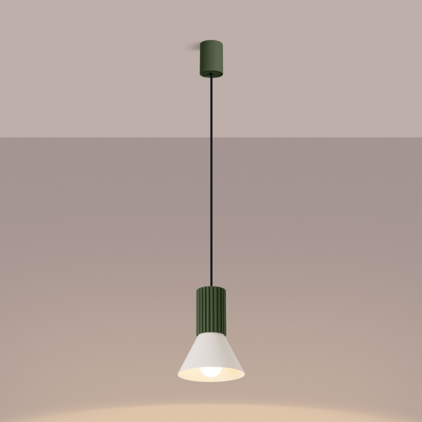 Lampa wisząca na przewodzie ESTRIA 1xE14/10W/230V, Ø 14 cm, zielona