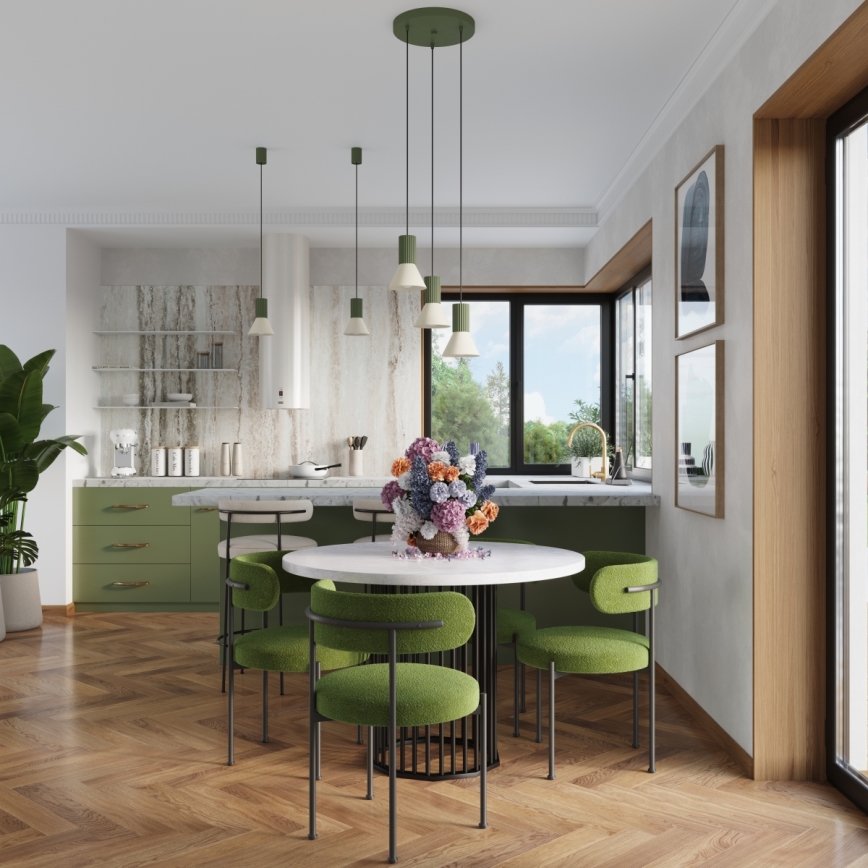 Lampa wisząca na przewodzie ESTRIA 1xE14/10W/230V, Ø 14 cm, zielona