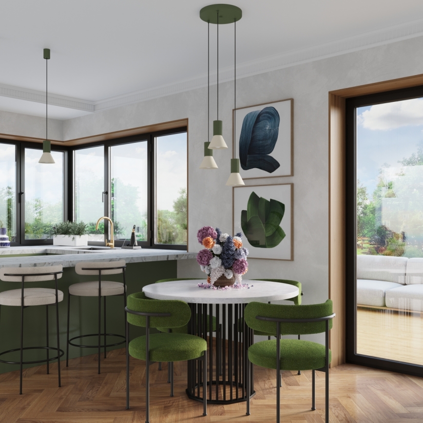 Lampa wisząca na przewodzie ESTRIA 1xE14/10W/230V, Ø 14 cm, zielona