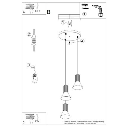 Lampa wisząca na przewodzie ESTRIA 3xE14/10W/230V Ø 30 cm zielona