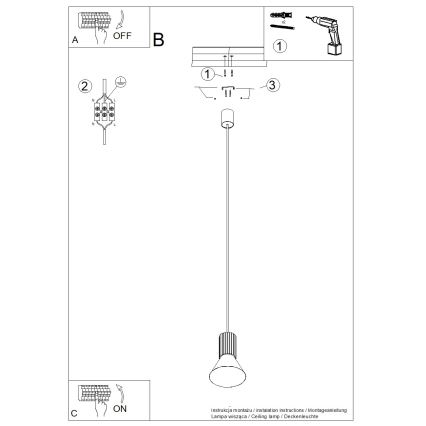 Lampa wisząca na lince ESTRIA 1xE14/10W/230V śr. 14 cm, niebieska