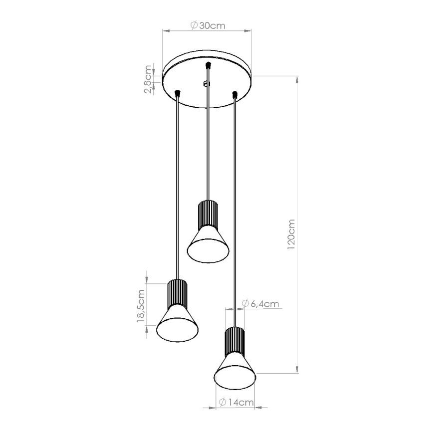 Lampa wisząca na lince ESTRIA 3xE14/10W/230V śr. 30 cm niebieska