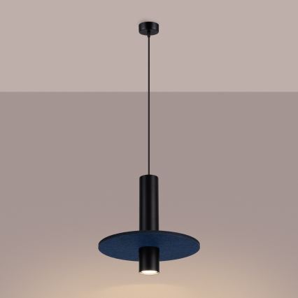 Lampa wisząca na przewodzie PELTA 1xGU10/10W/230V czarna/niebieska