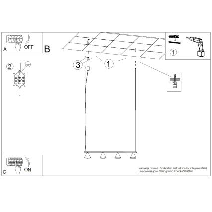 Lampa wisząca na lince NOX 4xE14/10W/230V kremowa