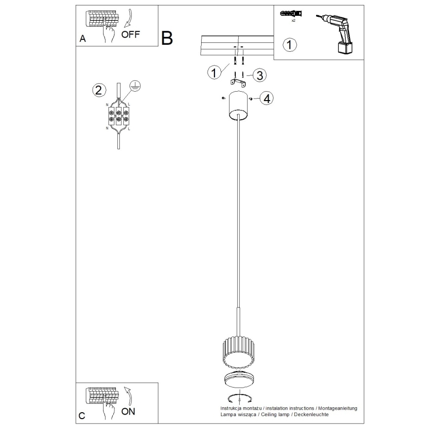 Lampa wisząca na lince AURA 1xGX53/10W/230V taupe