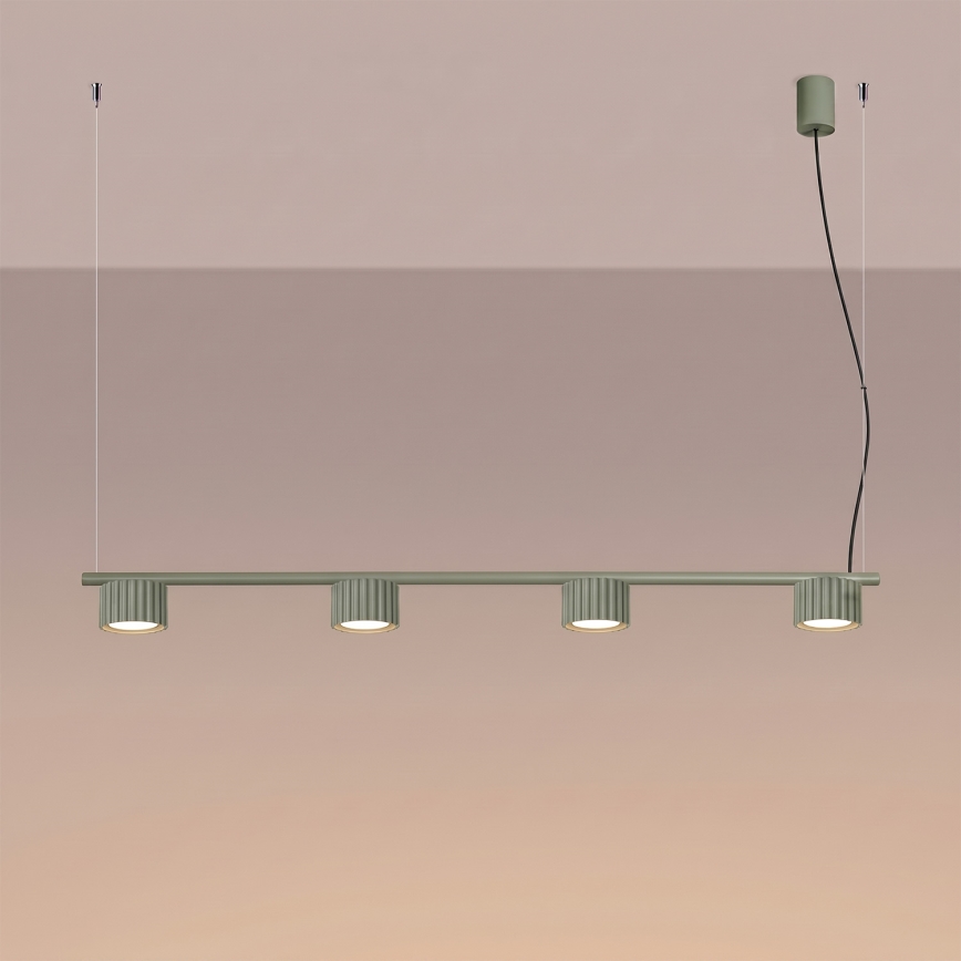 Lampa wisząca na linkach AURA 4xGX53/10W/230V zielona