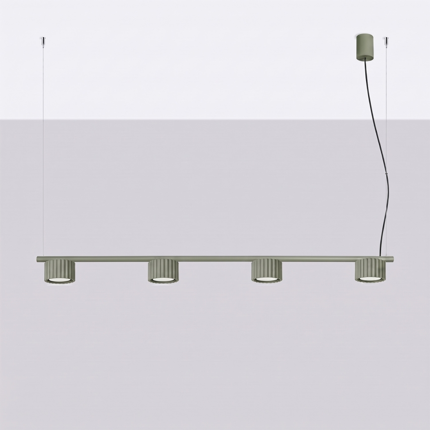 Lampa wisząca na linkach AURA 4xGX53/10W/230V zielona