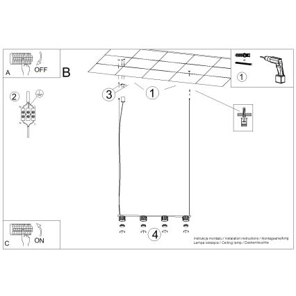 Lampa wisząca na linkach AURA 4xGX53/10W/230V zielona