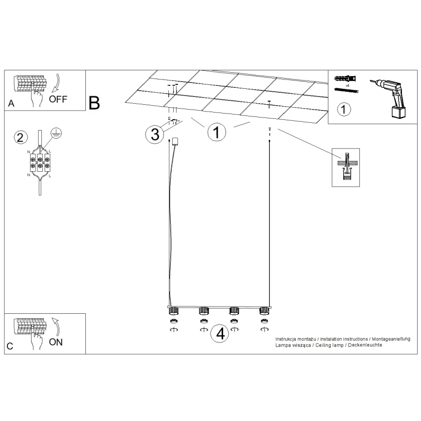 Lampa wisząca na linkach AURA 4xGX53/10W/230V zielona
