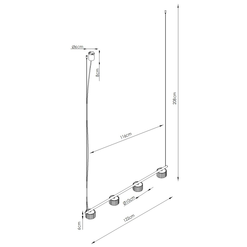 Lampa wisząca na przewodzie AURA 4xGX53/10W/230V czerwona