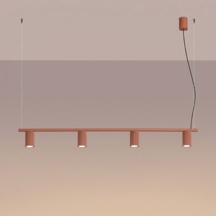 Lampa wisząca na linkach KARBON 4xGU10/10W/230V pomarańczowa