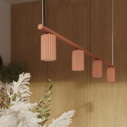Lampa wisząca na linkach KARBON 4xGU10/10W/230V pomarańczowa