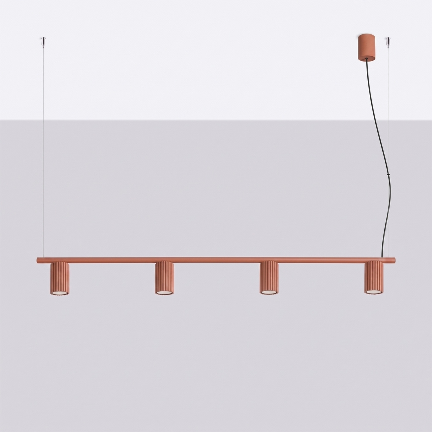 Lampa wisząca na linkach KARBON 4xGU10/10W/230V pomarańczowa
